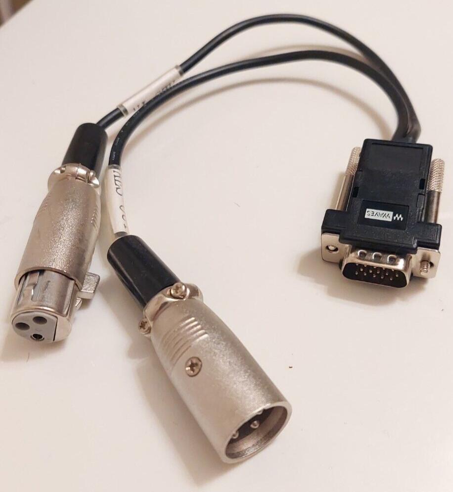 DB-15 15PIN to Dual XLR AES IN & OUT WAVES AUDIO 1FT CABLE Y PLUG FREE SHIPPING