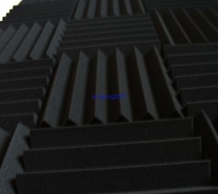 24 Pack Black 2″x12″x12″ Acoustic Grid Studio Foam Sound Absorption Wall Panels