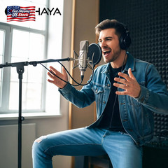 CAHAYA Mic Stand Floor Adjustable – Tripod Boom Arm Microphone Stand with Carryi