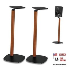Uinversal Wood & Metal Speaker Stands Universal Speaker Stand Black and Walnut