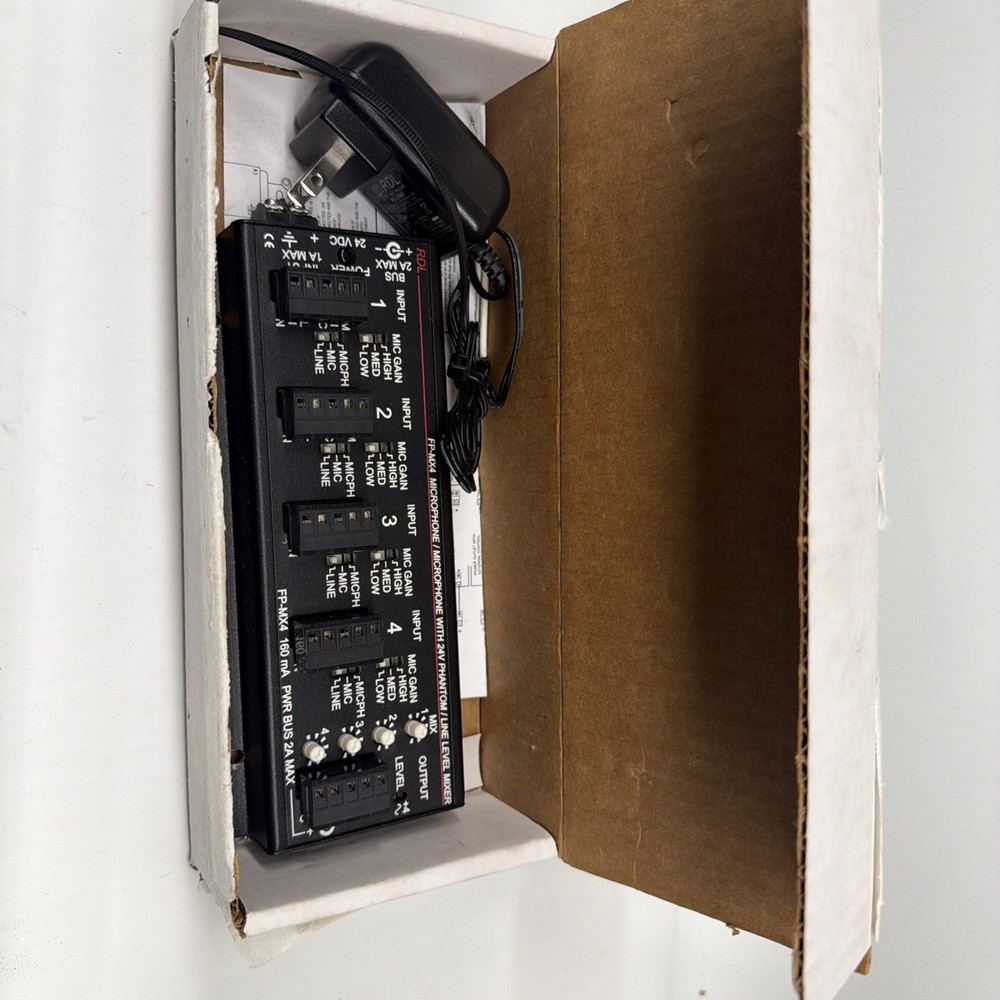 RDL FP-MX4 4 Mic or Line Level Mixer 24v Phantom Power