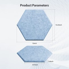 12 Pack Acoustic Panels Self Adhesive Sound Proof Hexagon 12pcs Light Sky Blue