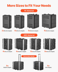 6U Rack Case 14″ Deep ABS Server Rack Cabinet w/ Covers & Latches