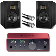 Focusrite Scarlett Solo 4th Gen Interface + Adam Audio T7V 7″ Monitors & Cables