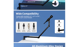Low Profile Microphone Arm Stand, rubesee Mic Boom Arm with Desk Mount Clamp/Scr