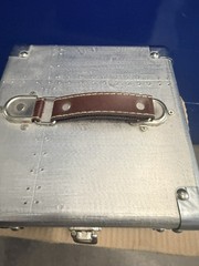 vintage riveted aluminum briefcase, 8×8