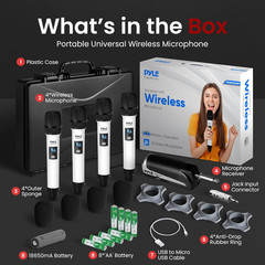 4-Channel Wireless Microphone System with 4 Handheld Mics – Portable UHF Set