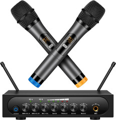 UHF Dual Channel Wireless Microphone System with Echo & Bluetooth Control