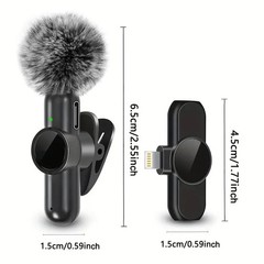 Wireless Lavalier Microphone With Windproof Cover Audio Video Recording Mini Mic