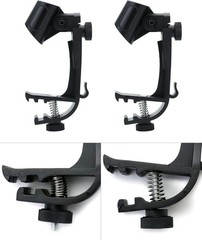 4-Pack Adjustable Drum Microphone Rim Mount Clips Snare Tom Mic Holder Black Set