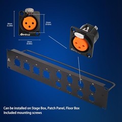 XLR Pass Through Cable, XLR Female Panel Mount to Male DtypeF_XLRM_2FT