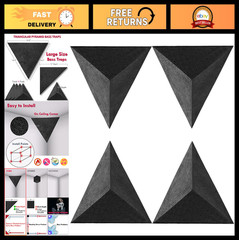 4 Pack Bass Traps for Ceiling Corners – 16.5″ Triangle Acoustic Foam Soundproofi
