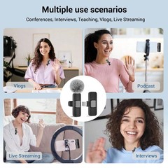 Lavalier Microphone Wireless Audio Video Recording Mini Mic For Android/iPhone