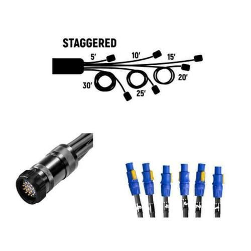 19 Pin SOCO to 6 PowerCon Blue Staggered Breakout 5ft 10ft 15ft 20ft 25ft 30ft