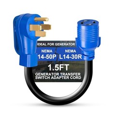 NEMA Generator Transfer Switch Adapter Cord, 50A Male to 30A 14-50P to L14-30R