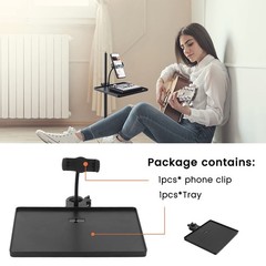 Phone holder Microphone Stand Tray, Clamp-On 27*25cm (10.63*9.84inch), Black