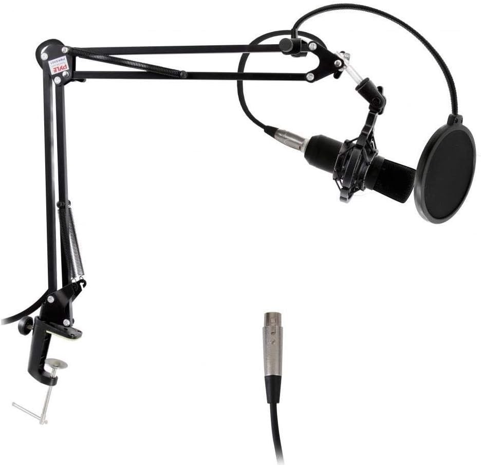 Pyle Suspension Microphone Boom Stand, Simple Extends 2.62' Feet, Black