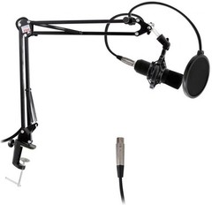 Pyle Suspension Microphone Boom Stand, Simple Extends 2.62' Feet, Black