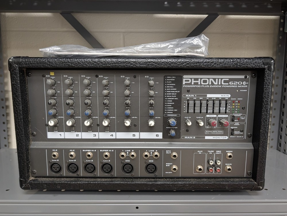PHONIC POWERPOD 620 PLUS 2X100W POWERED MIXER TESTED WORKING