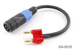 1ft Dual Banana Red Plug to Speakon Female Type Speaker/Amplifier Jumper Cable