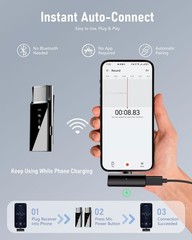4x Wireless Lavalier Lapel Mic System iPhone Android USBC iOS 48kHz 24 Bit 4 Mic