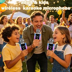 Wireless Bluetooth Karaoke Microphone for & Adults, Singing Mic with Disco Li…