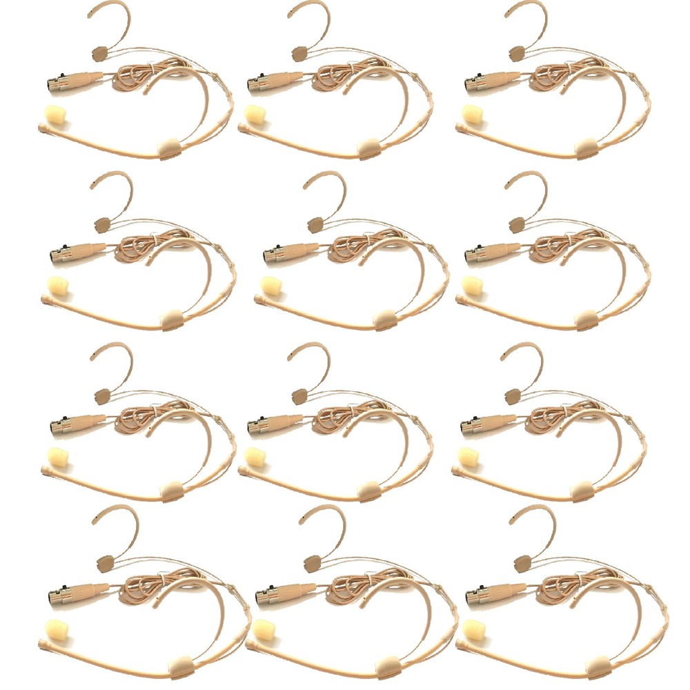 12x Headset Mic Headworn Microphone XLR 4 Pin TA4F For Shure Wireless System