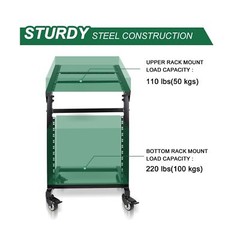 12U DJ Mixer Stand Rack Mount Rolling Stand Stage Cart Adjustable Rack Mount …