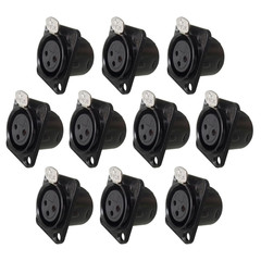 XLR Panel Mount Chassis 3-Pin Nickel Plated Metal with Gold-Plated Contacts