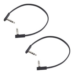 Rockboard Flat Patch TRS Cable, 30 cm 12″, Black 2-PACK