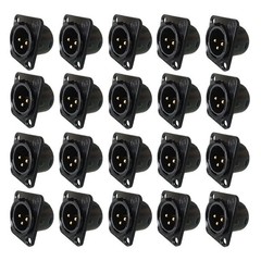 20x XLR 3Pin Male Panel Mount Chassis Audio Connector Fine Nickel Plated Housing