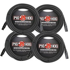 Pig Hog 8mm Mic Cable, 20ft XLR Tour Grade Microphone Cable – 4 PACK