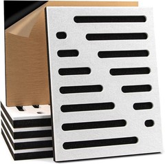 6-Pack Self-Adhesive Soundproof Acoustic Panels for Wall, 16 X 12 Inch Stripe De