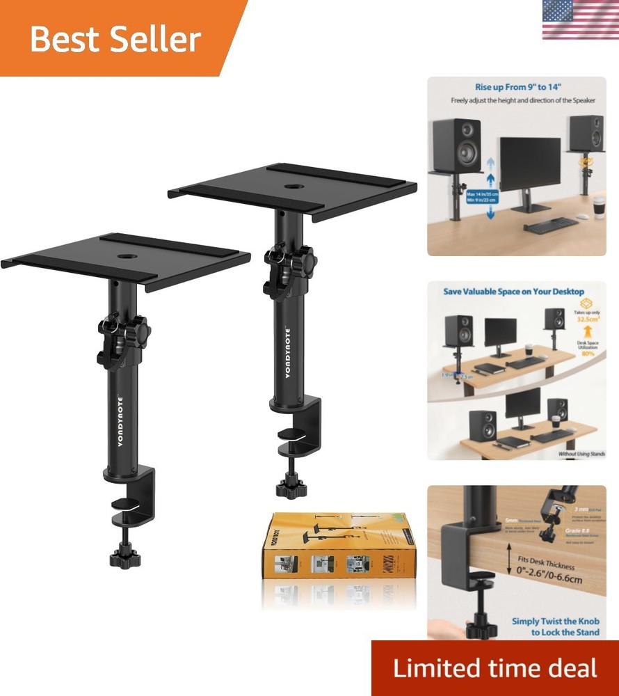 Set of 2 Desktop Clamp Speaker Stands Short Studio Monitor Stands Height Adju…