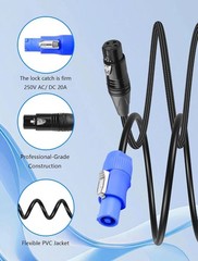 CERRXIAN 3.2 FT PowerCon and DMX Extension Cable, 13AWG AC Power DMX 3Pin XLR