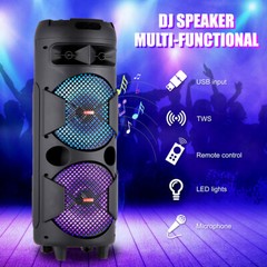 Dual 8″ BT Party Bluetooth Speaker System Big Led Portable Stereo Tailgate Loud
