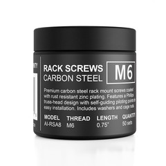 Premium Carbon Steel M6 Rack Screws, Nylon Washers, and Cage Nuts; 50-Piece Set