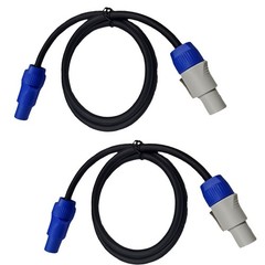 4Pcs 3ft 16AWG Stage Lighting Fixture For PowerCon Power-Through Blue Cable NEW