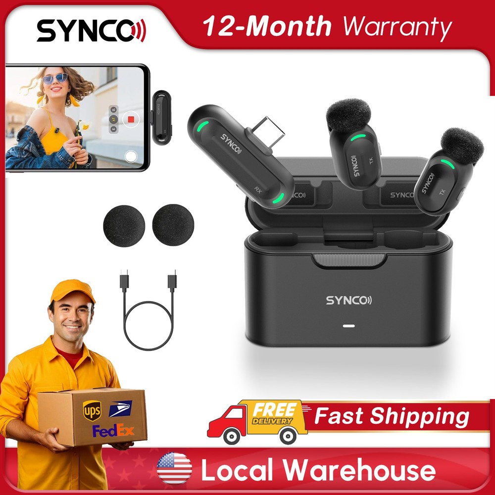 SYNCO Mini Wireless Microphone with AI Noise Cancellation Type-C For Phone Vlog
