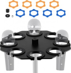 8-Slot Multi Microphone Holder Up to 8 Mics Metal Tray Attachment for 5/8-27