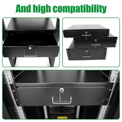 GlobalRack 3U Server Rack Drawer,Cabinet Drawer，18″ Depth, 3U18″, BLACK