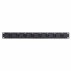 1RU Rack Panel with 8 XLR Female Front / 2 Shielded RJ45 Rear