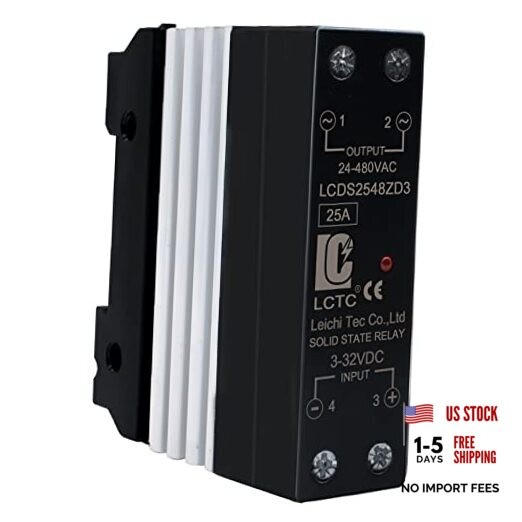 12V Dc SSR 25 DA Solid State Relay DC to AC (Input 3-32V DC Output 24-480V AC)