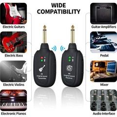 UHF Guitar Wireless System Transmitter+Receiver Built In Rechargeable Battery