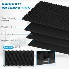 2 Pack Acoustic Panels,es Egg Crate Foam soundproof 48X24X2 Inch Black 2 Pack