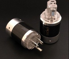 1Set Pure Copper Rhodium Plated Carbon Fiber US AC Power Plug Male IEC Femle