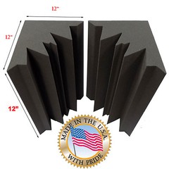 Acoustic Foam Bass Trap Studio Soundproofing Corner Wall 12″ X 12″ X 12″ 4 PACK