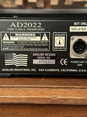 Avalon AD2022 Dual Channel Microphone Preamp. AD 2022. Great Condition!