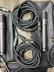 SONY ECM-23F II 2 Condenser Pro Microphone Pair Tested W/ All Hookups Cables Lot