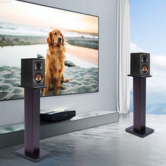 28″ 1 Pair Bookshelf Speaker Stands Surround Sound Home Theater Black Walnut PVC